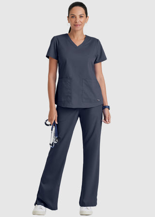 Greys Anatomy Women's Two Pocket V-Neck Shirred Back Scrub Top