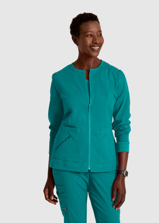 Grey's Anatomy Spandex Stretch Women's Round Neck Zip Front Jacket