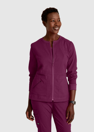 Grey's Anatomy Spandex Stretch Women's Round Neck Zip Front Jacket