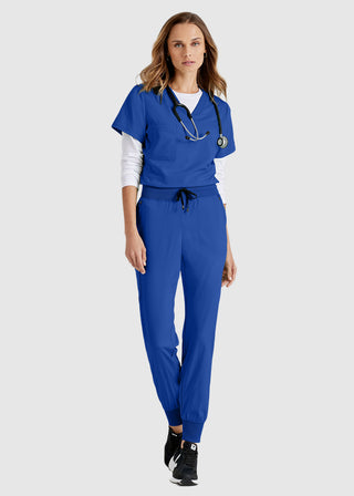 Grey's Anatomy Spandex Stretch Women's Soft Rib Waist Jogger Scrub Petite Pant