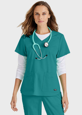 Grey Anatomy Spandex Stretch Women's V-Neck Scrub Top