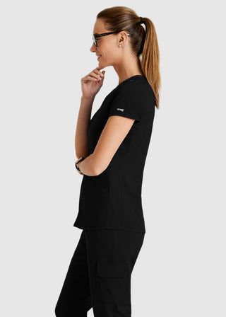 Grey's Anatomy Spandex Stretch Women's Meredith Two-Tone V-Neck Scrub Top