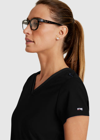 Grey's Anatomy Spandex Stretch Women's Meredith Two-Tone V-Neck Scrub Top