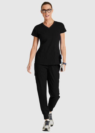 Grey's Anatomy Spandex Stretch Women's Meredith Two-Tone V-Neck Scrub Top