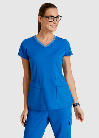 Grey's Anatomy Spandex Stretch Women's Meredith Two-Tone V-Neck Scrub Top