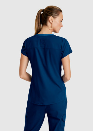 Grey's Anatomy Spandex Stretch Women's Meredith Two-Tone V-Neck Scrub Top