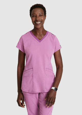 Grey's Anatomy Spandex Stretch Women's Meredith Two-Tone V-Neck Scrub Top