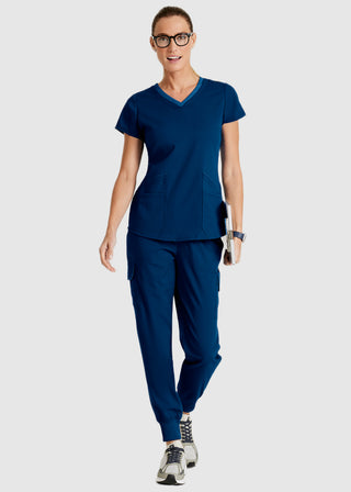 Grey's Anatomy Spandex Stretch Women's Meredith Two-Tone V-Neck Scrub Top