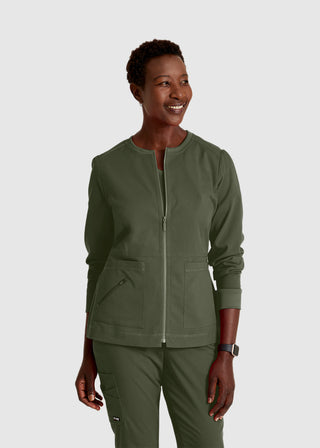 Grey's Anatomy Spandex Stretch Women's Round Neck Zip Front Jacket