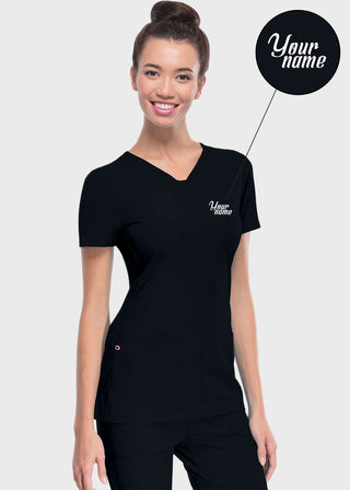 Free Embroidery Women's Pitter-Pat Shaped V-Neck Scrub Top