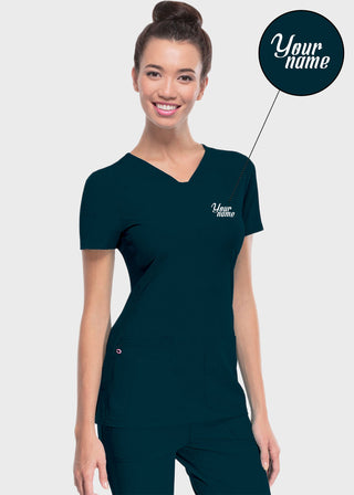Free Embroidery Women's Pitter-Pat Shaped V-Neck Scrub Top