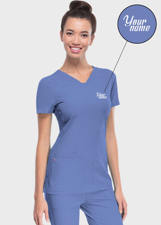 Free Embroidery Women's Pitter-Pat Shaped V-Neck Scrub Top