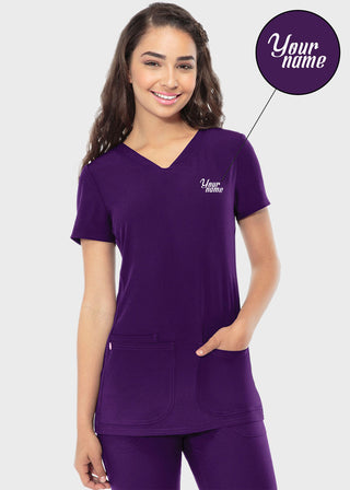 Free Embroidery Women's Pitter-Pat Shaped V-Neck Scrub Top