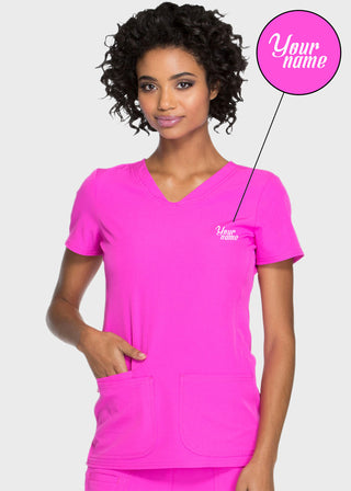 Free Embroidery Women's Pitter-Pat Shaped V-Neck Scrub Top