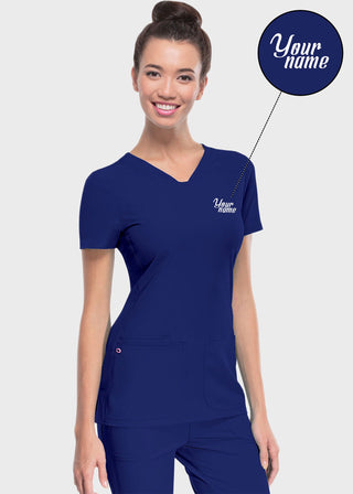 Free Embroidery Women's Pitter-Pat Shaped V-Neck Scrub Top
