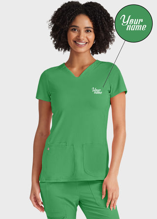 Free Embroidery Women's Pitter-Pat Shaped V-Neck Scrub Top