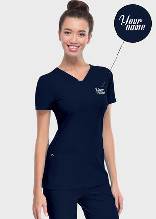 Free Embroidery Women's Pitter-Pat Shaped V-Neck Scrub Top