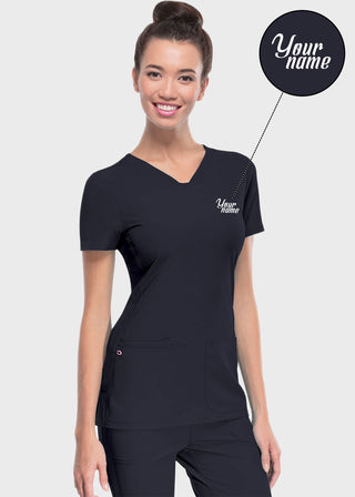 Free Embroidery Women's Pitter-Pat Shaped V-Neck Scrub Top