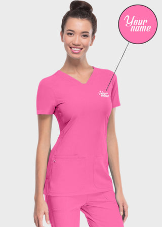 Free Embroidery Women's Pitter-Pat Shaped V-Neck Scrub Top