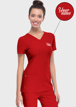 Free Embroidery Women's Pitter-Pat Shaped V-Neck Scrub Top