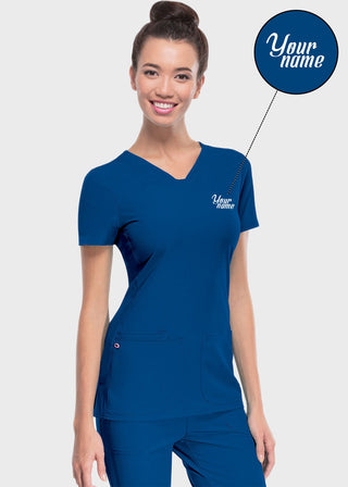 Free Embroidery Women's Pitter-Pat Shaped V-Neck Scrub Top
