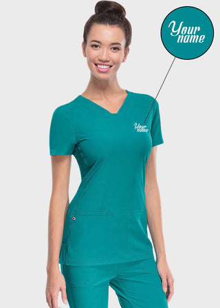Free Embroidery Women's Pitter-Pat Shaped V-Neck Scrub Top
