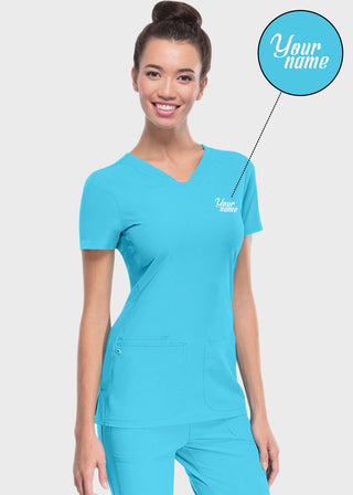 Free Embroidery Women's Pitter-Pat Shaped V-Neck Scrub Top