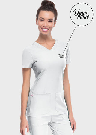 Free Embroidery Women's Pitter-Pat Shaped V-Neck Scrub Top