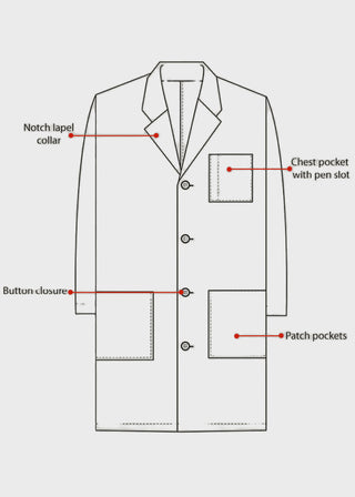 HeedFit Unisex 40 Inches Long White Lab Coat with Inner Pocket