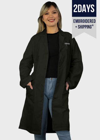 Free Embroidery Unisex 40 Inches Classic Long Lab Coat