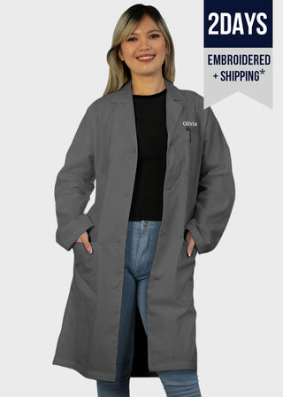 Free Embroidery Unisex 40 Inches Classic Long Lab Coat