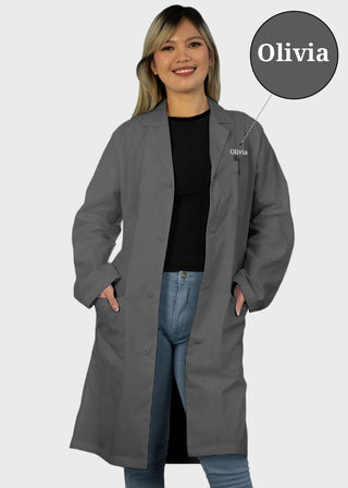 Free Embroidery Unisex 40 Inches Classic Long White Lab Coat