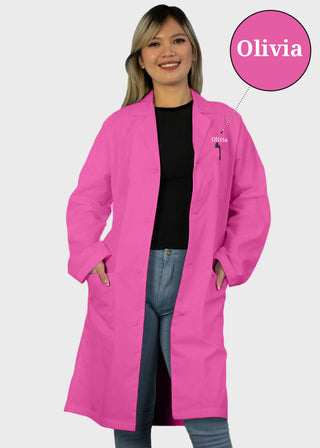 Free Embroidery Unisex 40 Inches Classic Long White Lab Coat