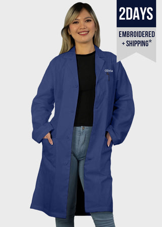 Free Embroidery Unisex 40 Inches Classic Long Lab Coat