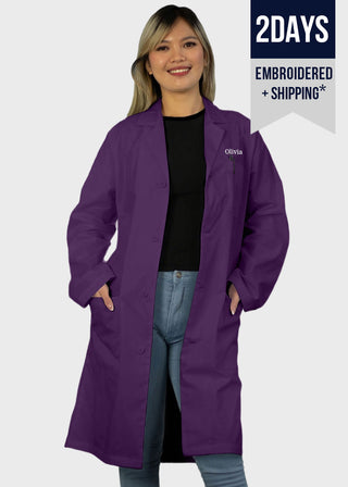Free Embroidery Unisex 40 Inches Classic Long Lab Coat