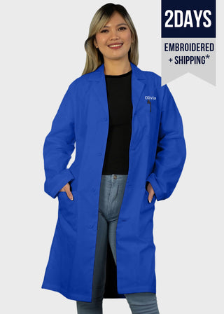 Free Embroidery Unisex 40 Inches Classic Long Lab Coat