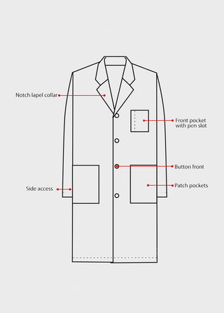 Heedfit Unisex 40 Inches Classic 3 Pockets Long Lab Coat