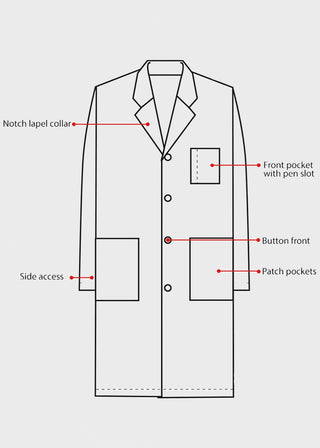 Free Embroidery Unisex 40 Inches Classic Long White Lab Coat