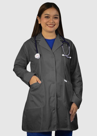 HeedFit Free Embroidery Women's Two Pocket 35 Inches White Medical Lab Coat