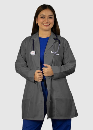HeedFit Free Embroidery Women's Two Pocket 35 Inches White Medical Lab Coat