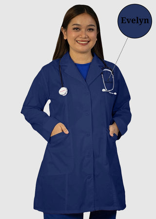 HeedFit Free Embroidery Women's Two Pocket 35 Inches White Medical Lab Coat