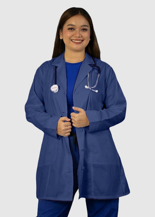 HeedFit Free Embroidery Women's Two Pocket 35 Inches White Medical Lab Coat