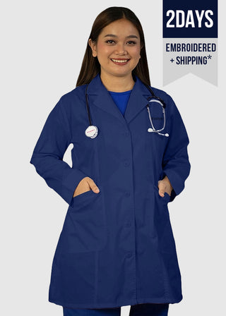 HeedFit Free Embroidery Women's Two Pocket 35 Inches Medical Lab Coat