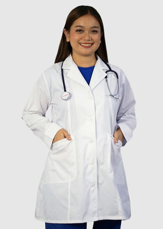 HeedFit Women's Two Pocket 35 Inches White Medical Lab Coat