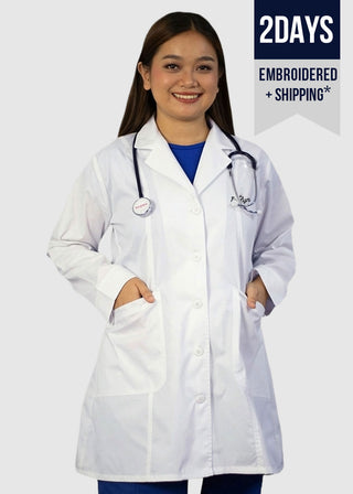 HeedFit Free Embroidery Women's Two Pocket 35 Inches Medical Lab Coat