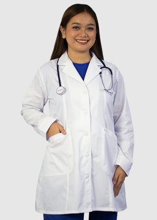 HeedFit Women's Two Pocket 35 Inches White Medical Lab Coat