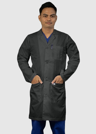 HeedFit Unisex 37 Inches Three Pocket White Functional Lab Coat