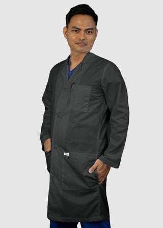 HeedFit Free Embroidery Unisex 37 Inches Three Pocket White Functional Lab Coat