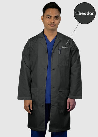 HeedFit Free Embroidery Unisex 37 Inches Three Pocket White Functional Lab Coat