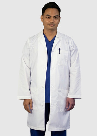 HeedFit Unisex 37 Inches Three Pocket White Functional Lab Coat